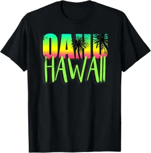 Oahu Hawaii Shirt Hawaiian Vintage Sunset Vacation Gift T-Shirt