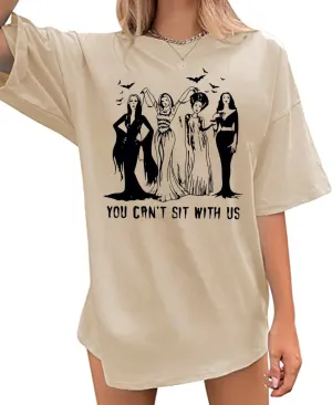 Oversized Ghoul Gang T-Shirt Women You Can't Sit with Us Vintage Goth Queen Graphic Tshirt Short Sleeve Fall Tops
