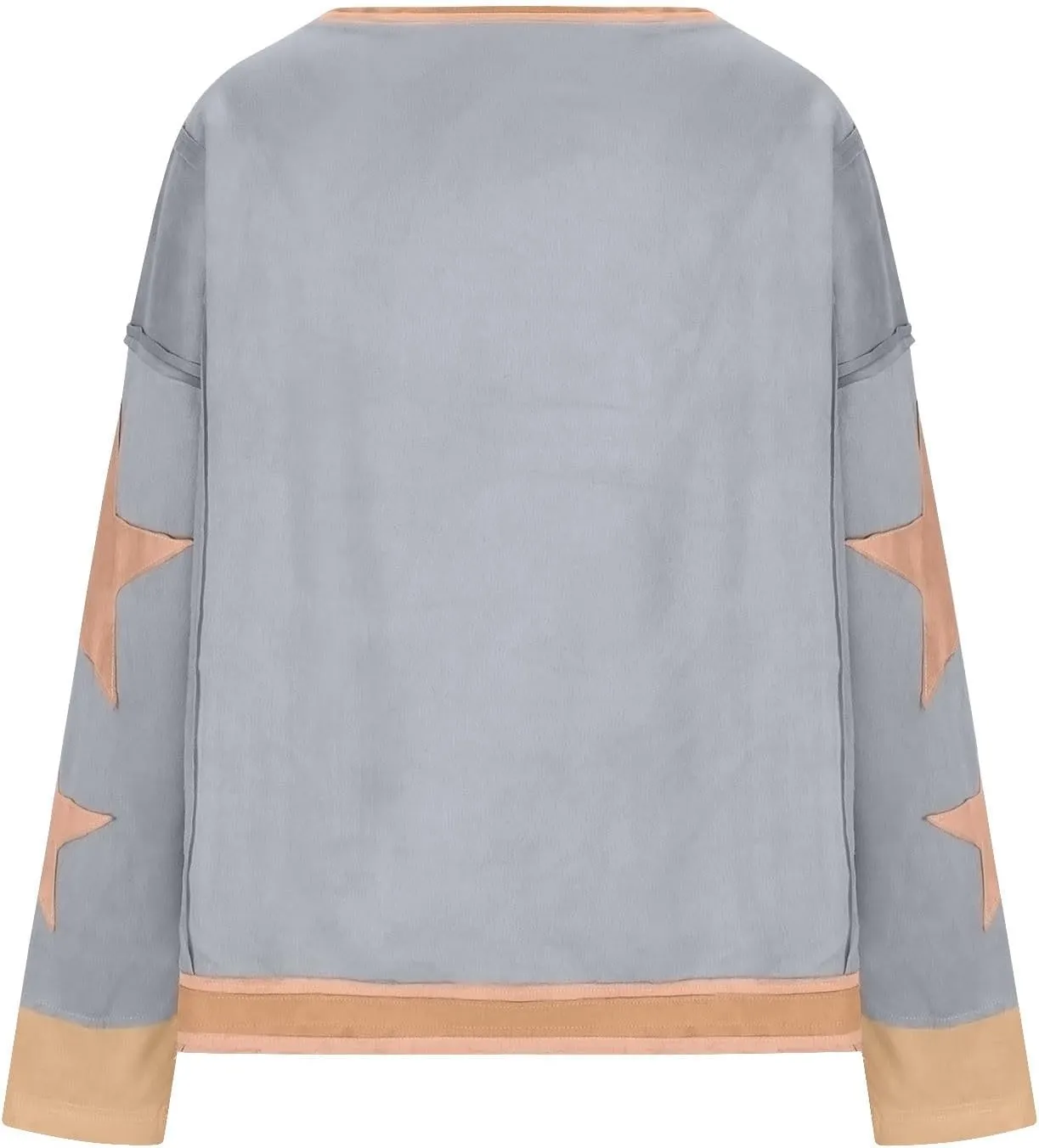 Oversized Star Graphic Sweatshirts for Women Crewneck Long Sleeve Casual Sweater Pullover Tops Drop Shoulder Shirt