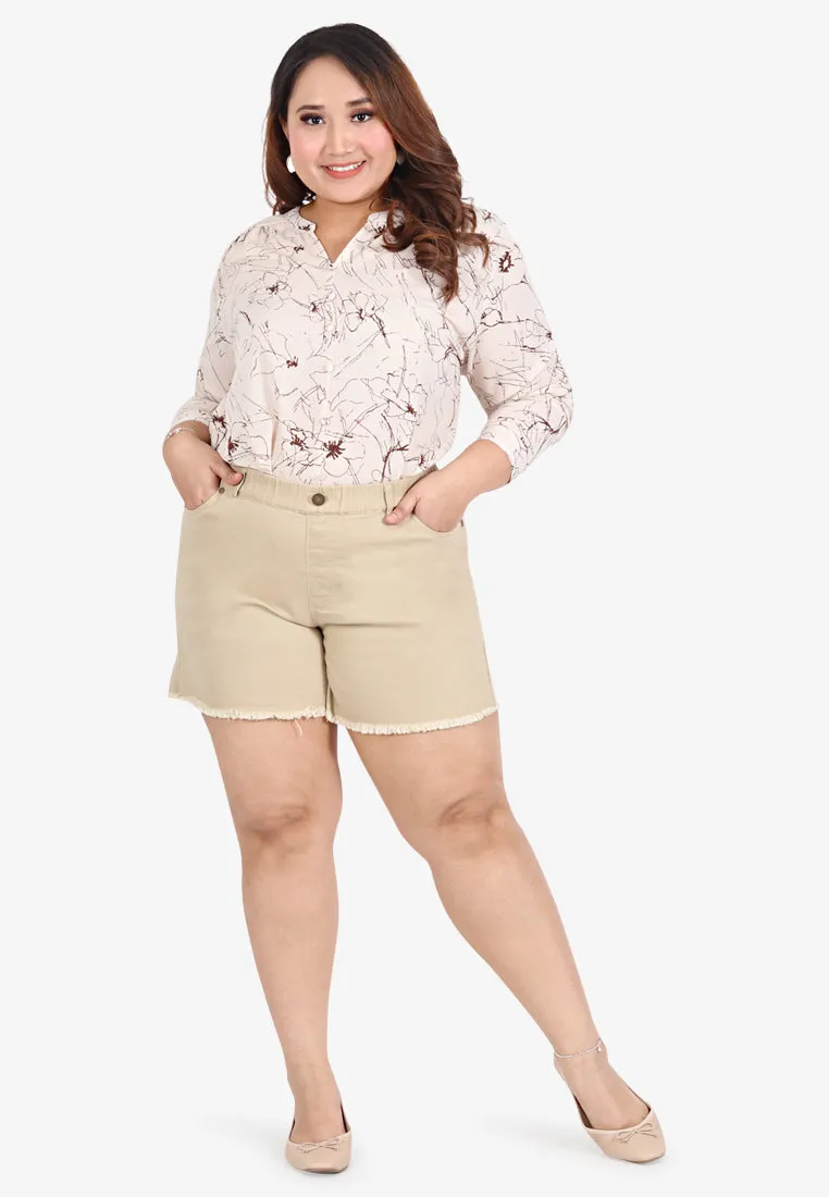 Peanuts Plus Size Denim Shorts - Light Khaki Brown