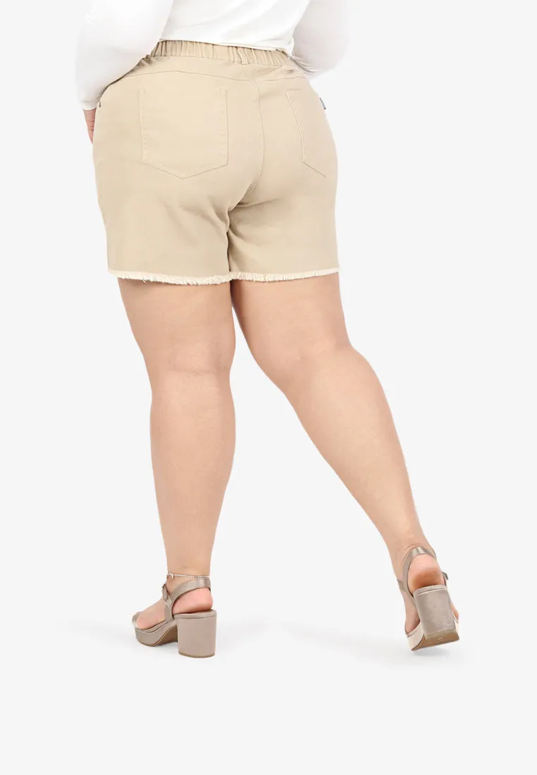 Peanuts Plus Size Denim Shorts - Light Khaki Brown