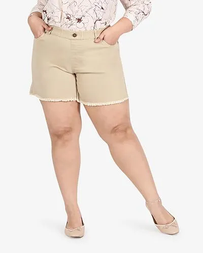 Peanuts Plus Size Denim Shorts - Light Khaki Brown