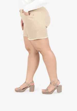 Peanuts Plus Size Denim Shorts - Light Khaki Brown