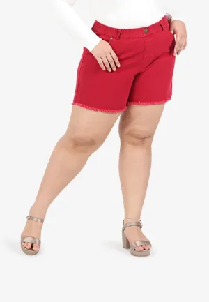 Peanuts Plus Size Denim Shorts - Red