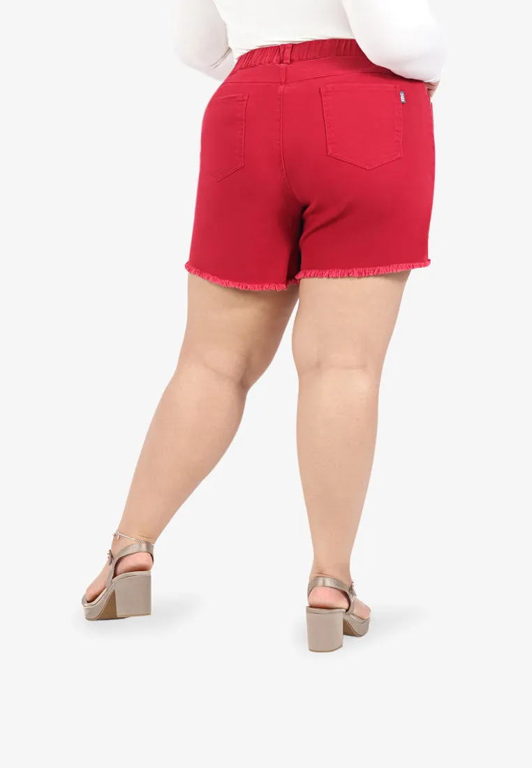 Peanuts Plus Size Denim Shorts - Red