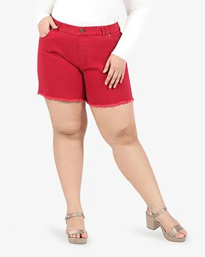 Peanuts Plus Size Denim Shorts - Red