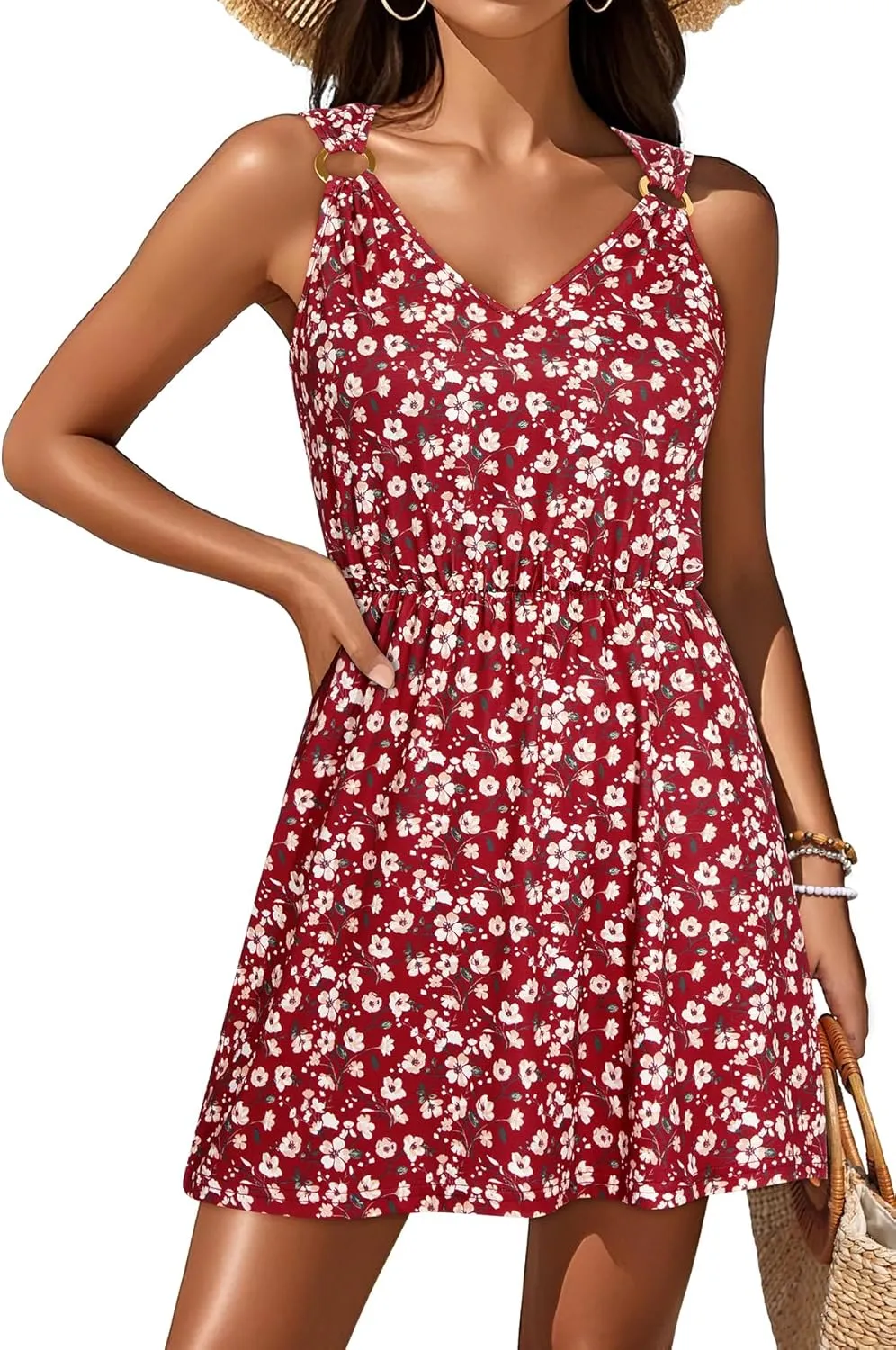 Pinup Fashion Swimsuit Cover Up - Bathing Suit Coverups Women 2025 V-Neck Sleeveless Summer Dresses
