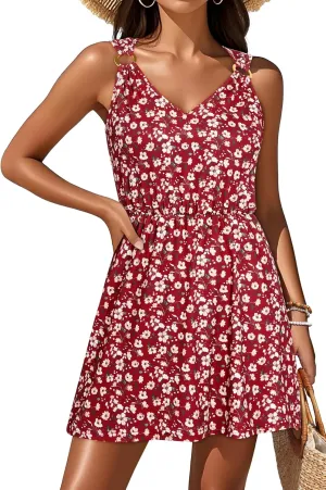 Pinup Fashion Swimsuit Cover Up - Bathing Suit Coverups Women 2025 V-Neck Sleeveless Summer Dresses