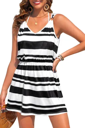 Pinup Fashion Swimsuit Cover Up - Bathing Suit Coverups Women 2025 V-Neck Sleeveless Summer Dresses