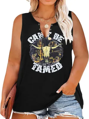 Plus Size Western Shirt for Women Cow Skull Shirt Boho Cowgirl T-Shirt Rodeo Graphic Tee Vintage Country Music Tops