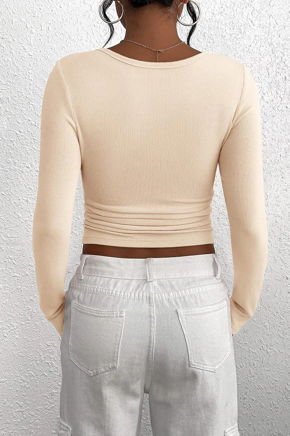 PRETTYGARDEN Women's 2025 Spring Fall Long Sleeve Henley T Shirts Button Ribbed Knit Slim Fit Casual Basic Tops Blouse
