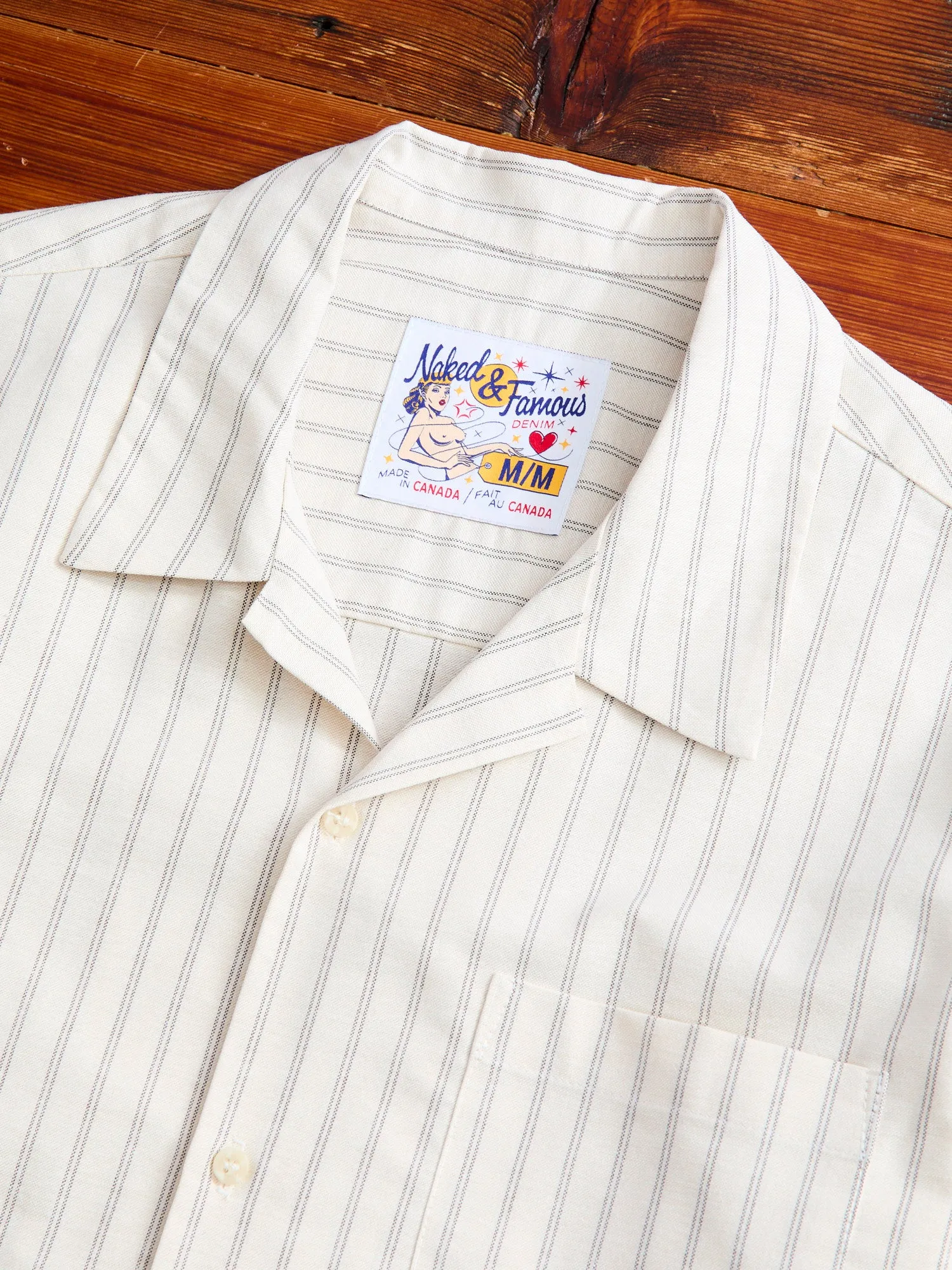 "Striped Oxford" Aloha Shirt in Ecru