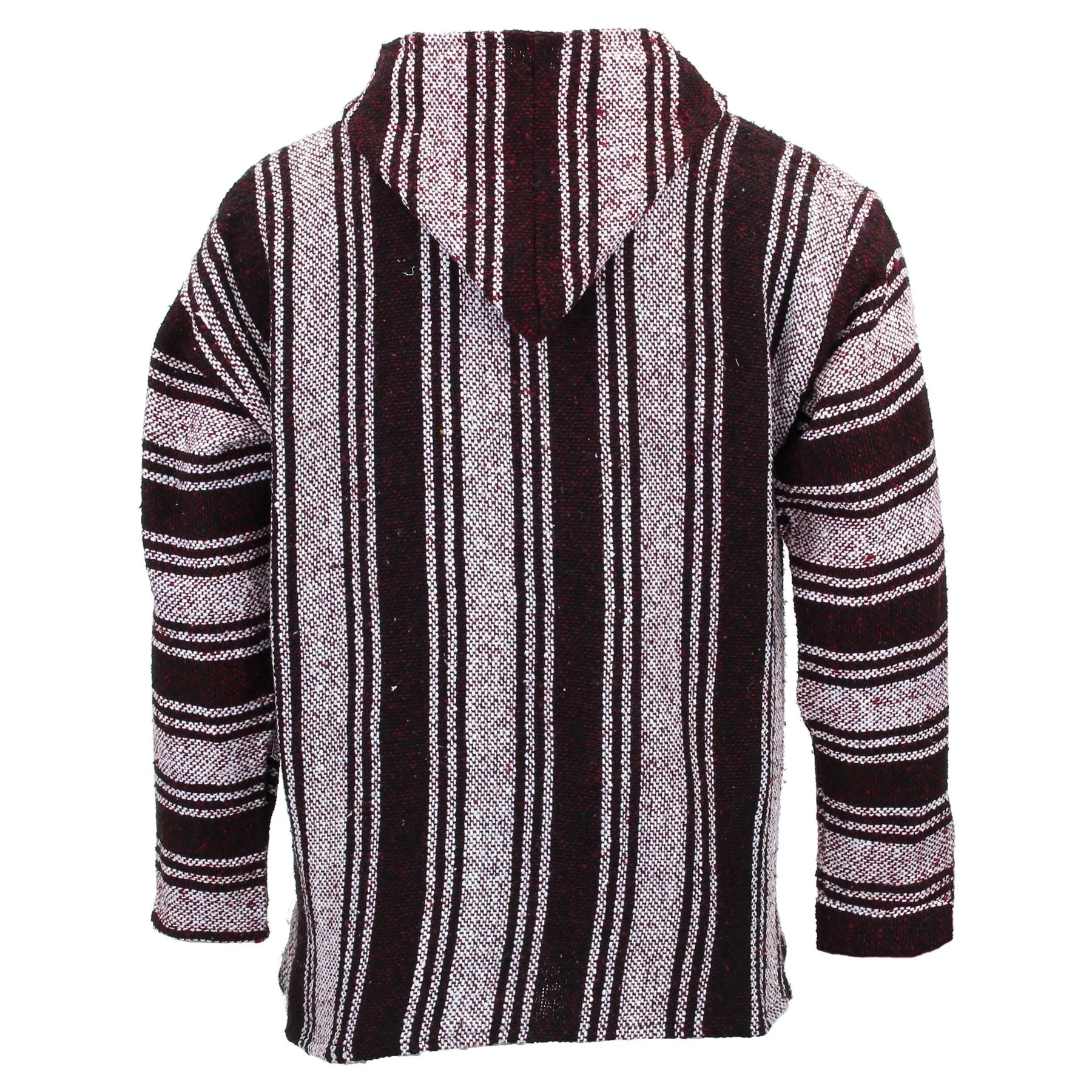 Recycled Mexican Baja Jerga Hoody - Maroon White