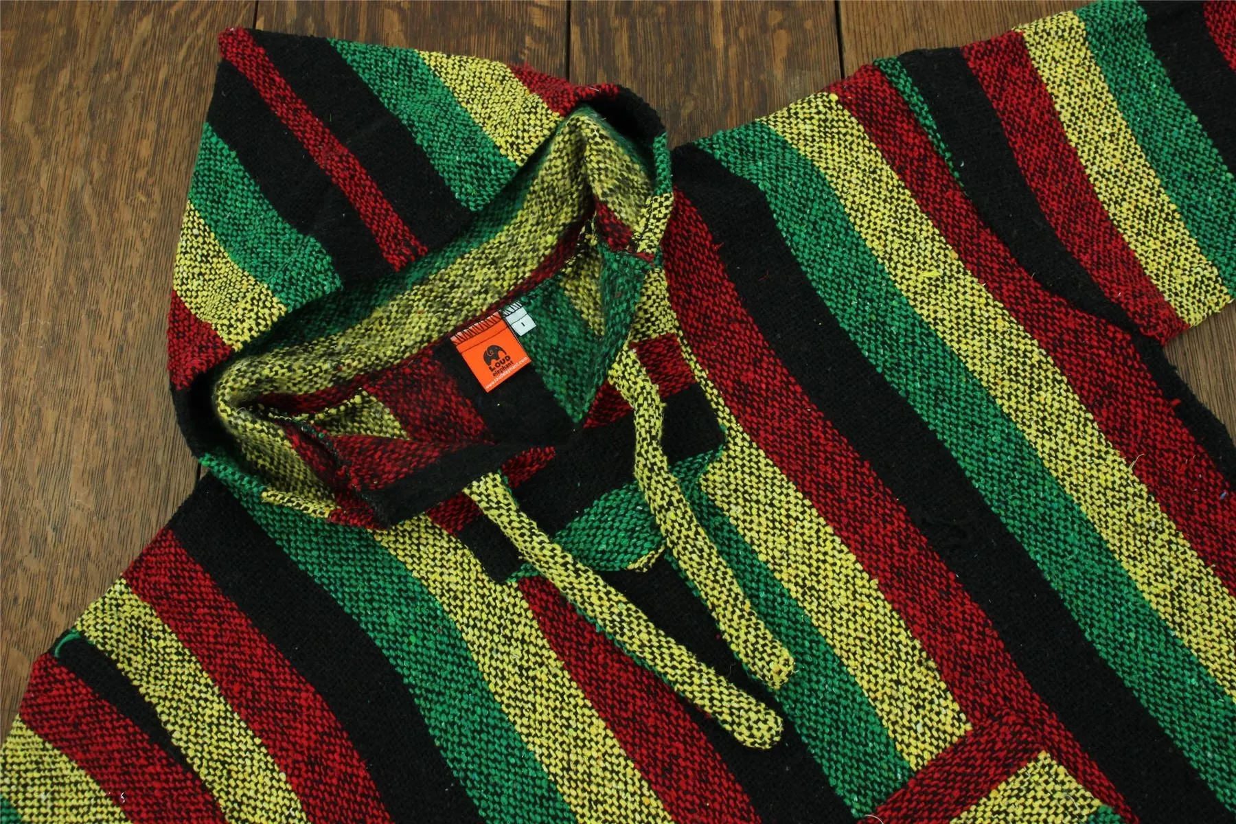 Recycled Mexican Baja Jerga Hoody - Rasta