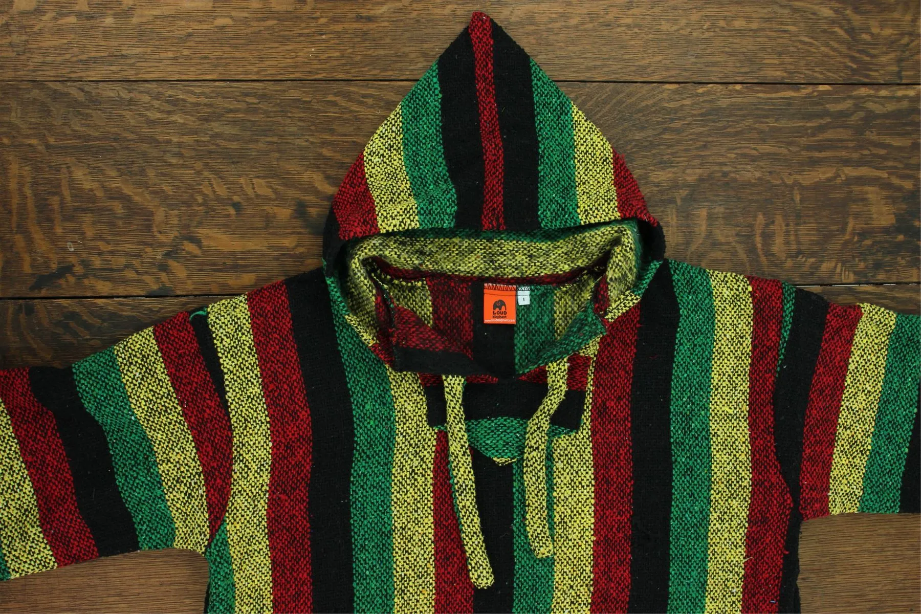Recycled Mexican Baja Jerga Hoody - Rasta