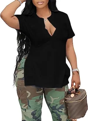 Remidoo Women's Side Slit Shirt Asymmetrical Tops Short Sleeve Tie Dye T Shirt Tees
