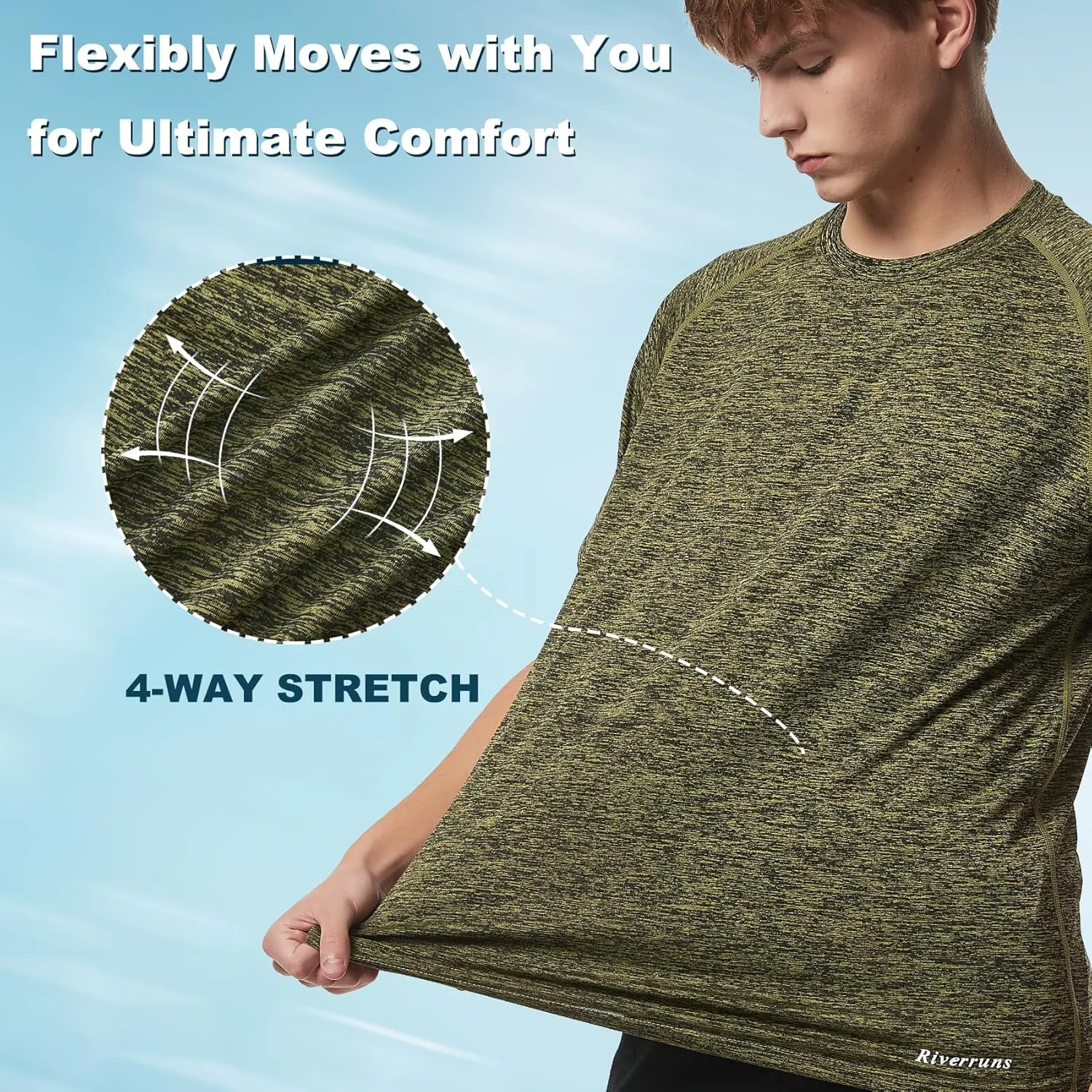 Riverruns UPF 50  UV Sun Protection Fishing Shirt Breathable Quick Dry Swim Shirt Rash Guard Water Beach T-Shirt for Men
