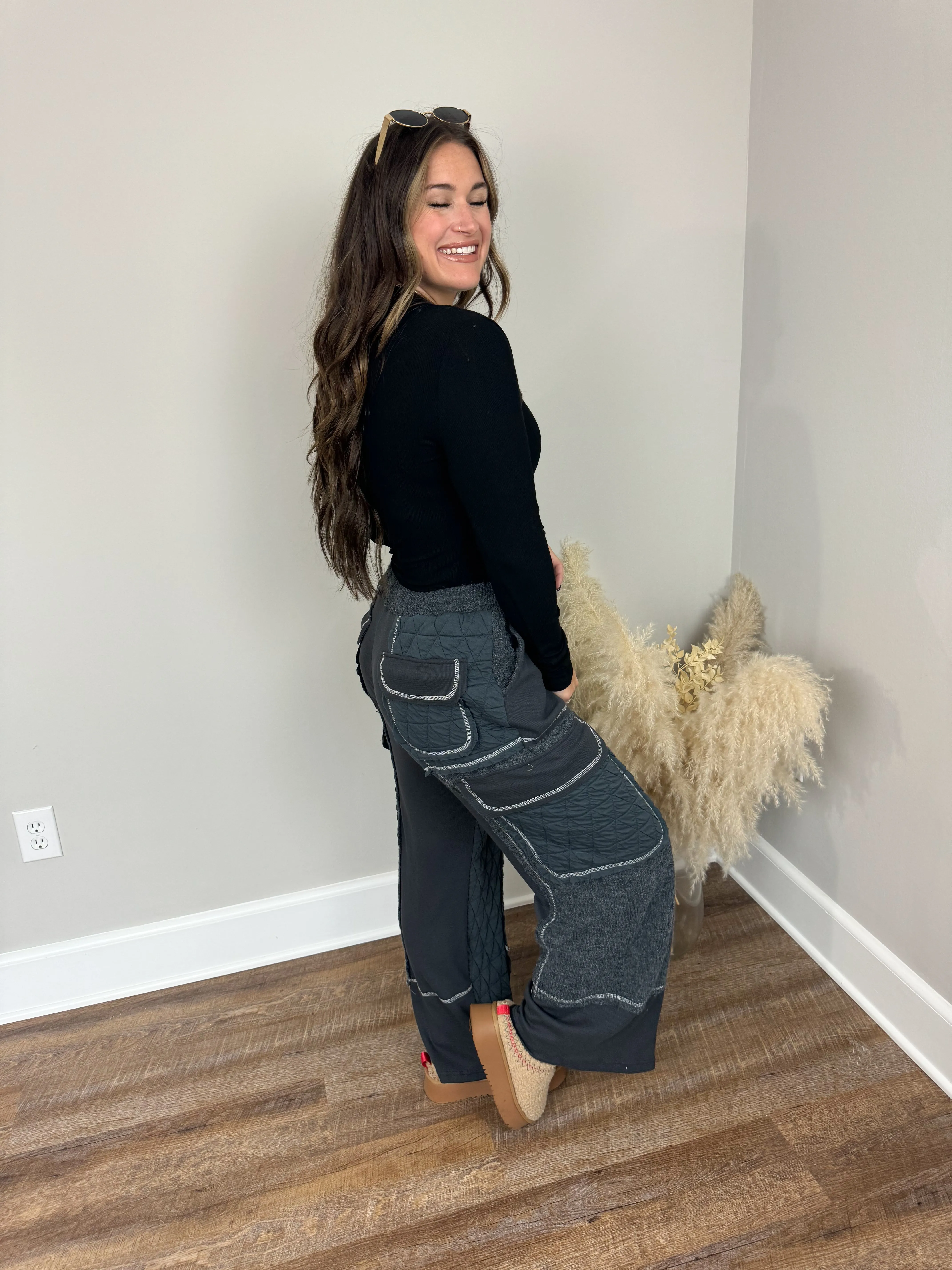 Running Around Contrast Pants | Black FINAL SALE