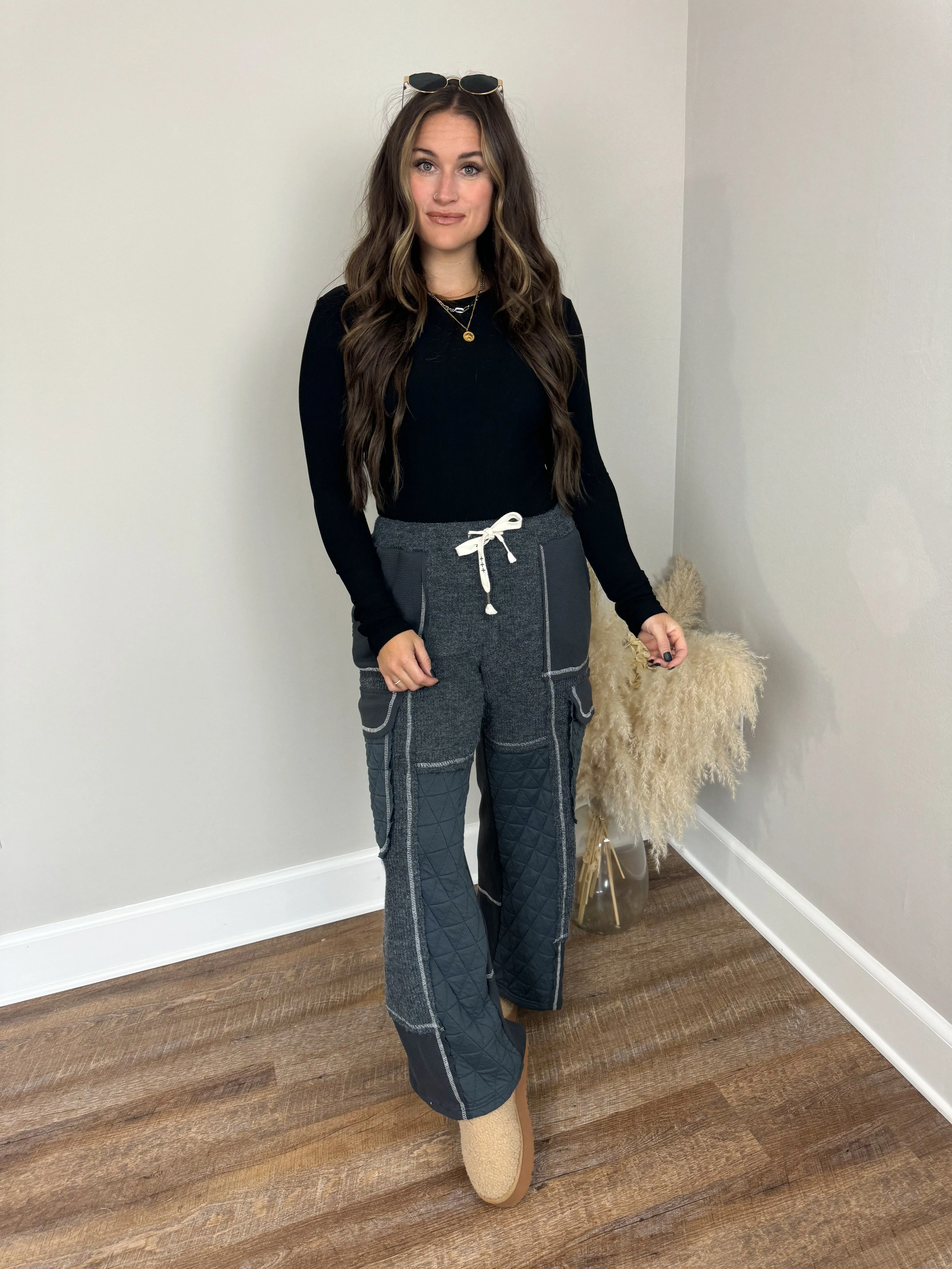 Running Around Contrast Pants | Black FINAL SALE