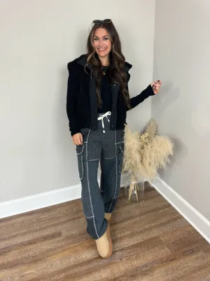 Running Around Contrast Pants | Black FINAL SALE