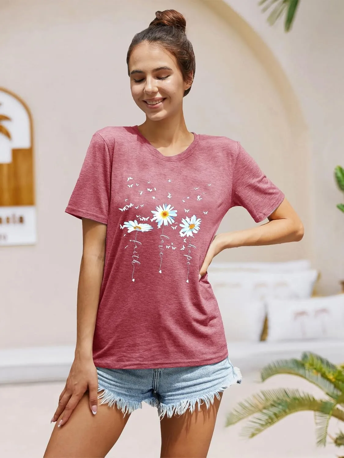 Savarana Women's Spread Kindness Shirt Cute Wildflower Botanical T-Shirt Novelty Positive Blessed Tops Tee