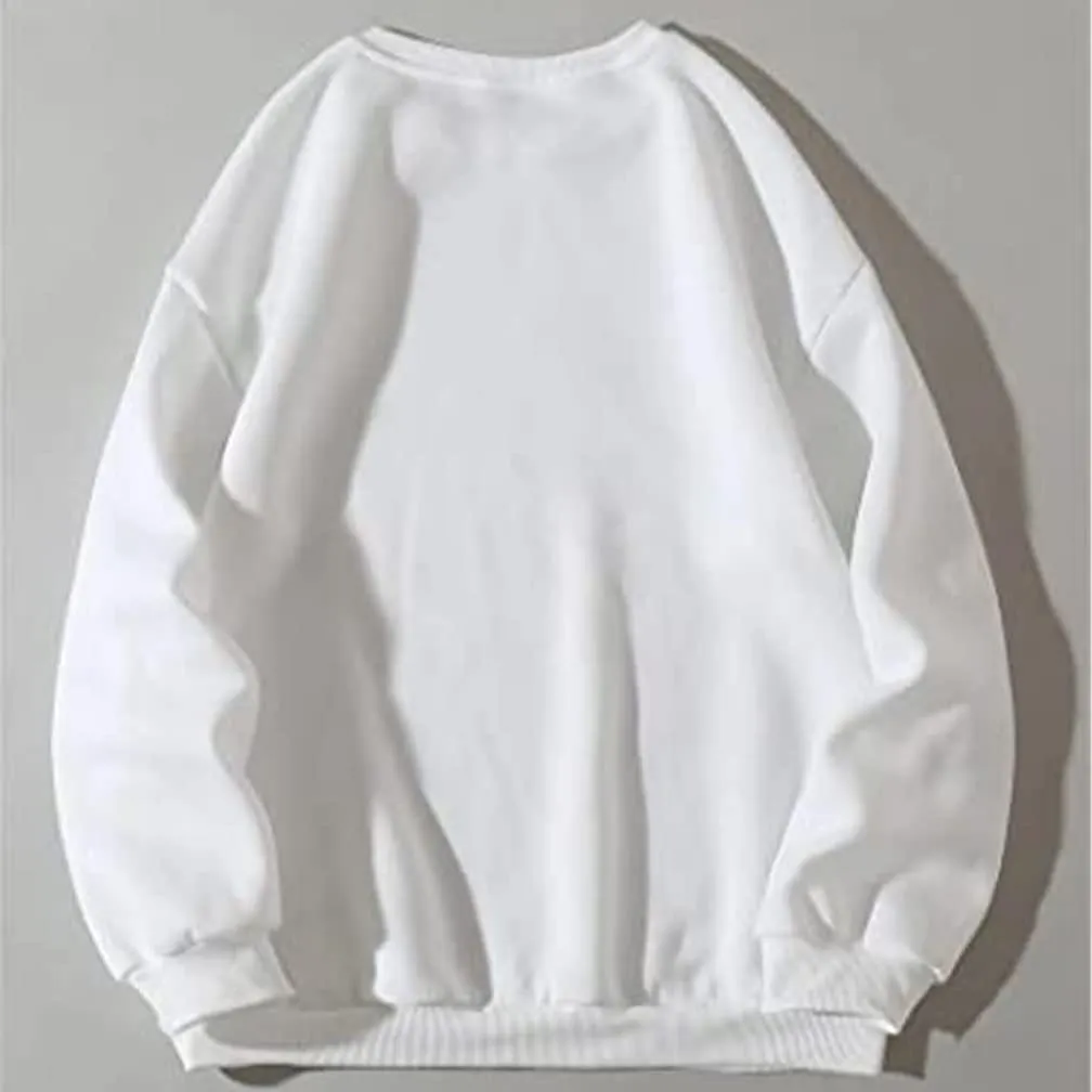 Sdencin Women Face Graphic Print Fleece Sweatshirt Long Sleeve Round Neck Casual Loose Fit Letter Pullover Tops