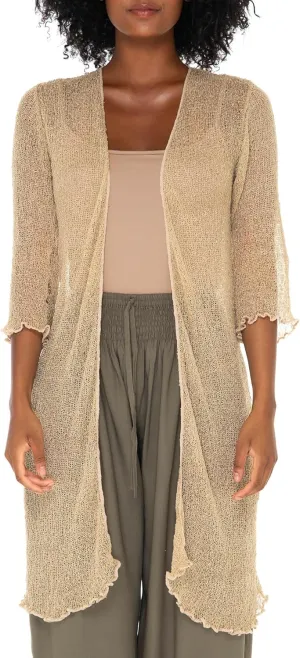 SHU-SHI Kimono Swimsuit Cover Ups for Women Beach Sweater Open Front Lightweight Long Sheer Cardigan