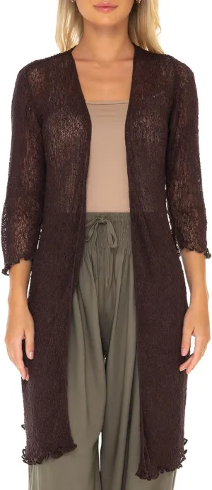 SHU-SHI Kimono Swimsuit Cover Ups for Women Beach Sweater Open Front Lightweight Long Sheer Cardigan