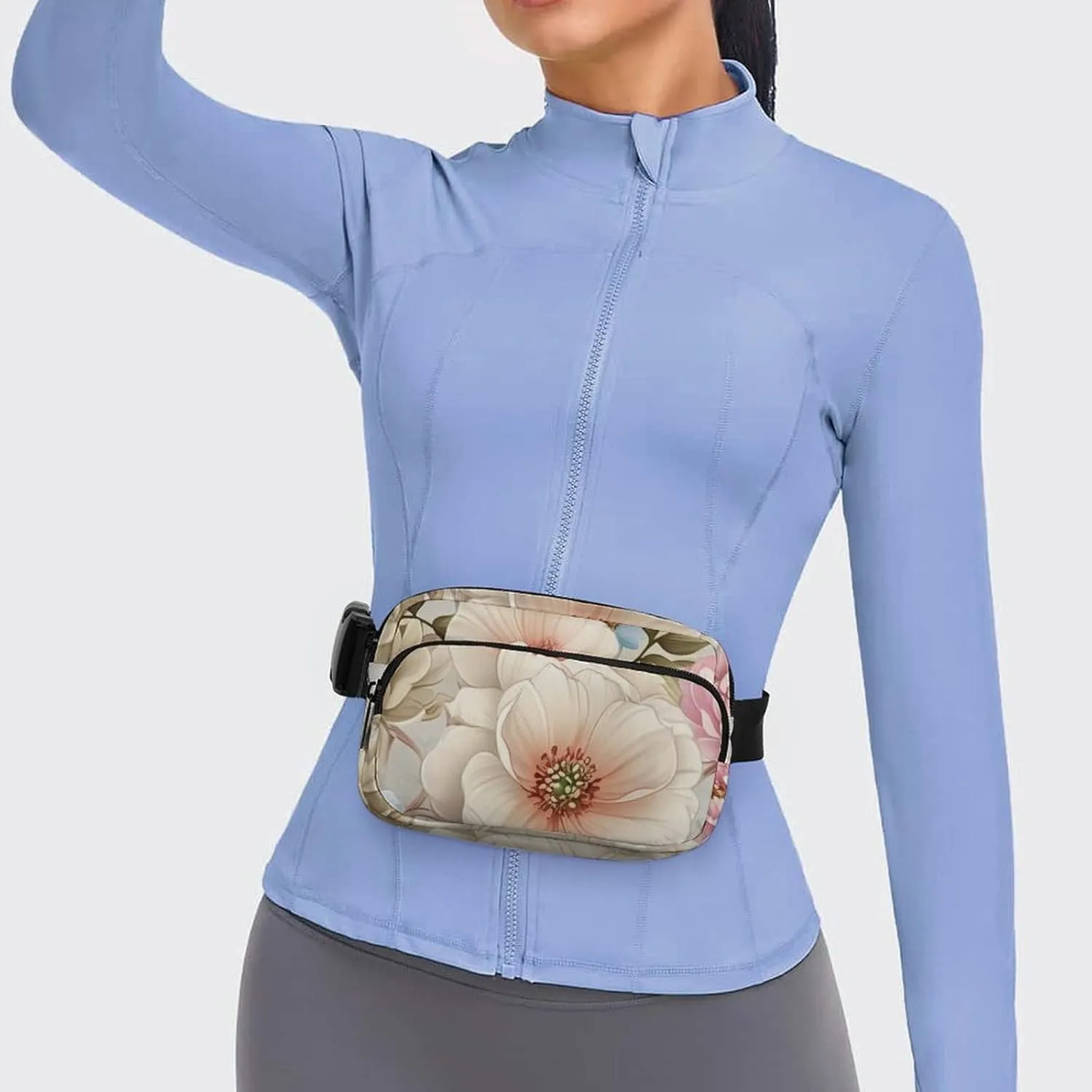 Soft Pastel Color Flowers Belt Bag Fanny Pack Crossbody Fashion Waist Packs With Adjustable Strap For Men Women Travel Hiking Cycling Running