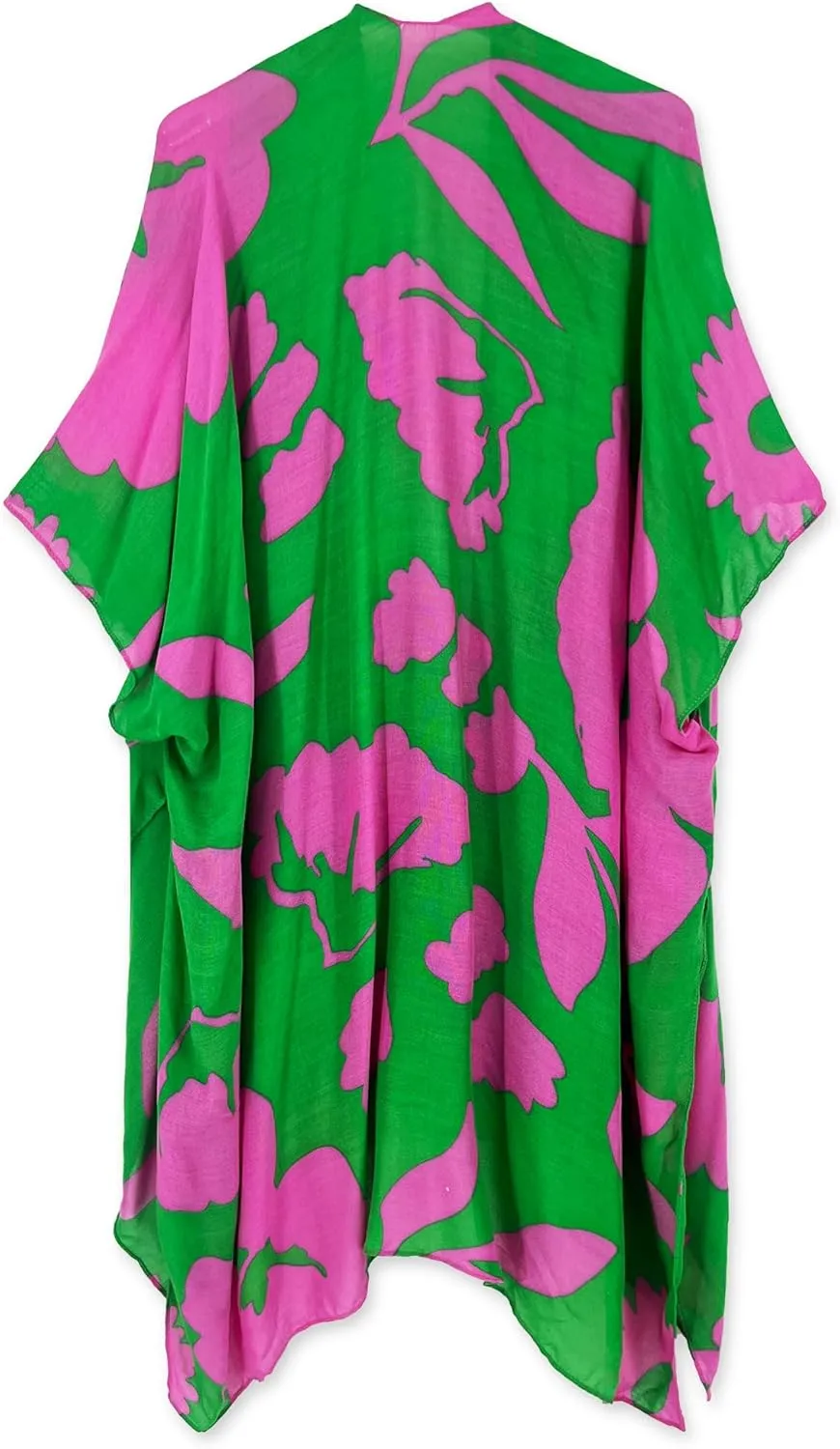 Spicy Sandia Kimonos for Women Floral Beach Cover Up Loose Swimsuit Bathing Suit Coverup Cardigan for Summer Swimwear