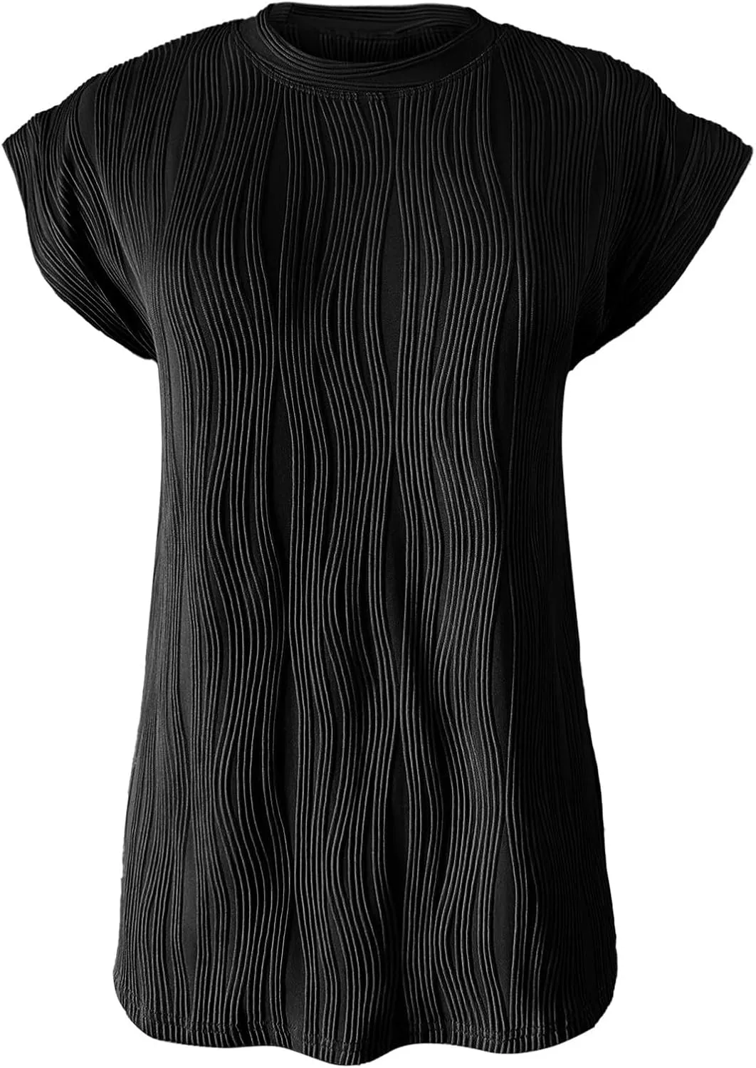 Spring Tops for Women 2024,Short Sleeve Textured Tops Crewneck Knit Solid Loose Casual Basic T Shirts Tee Blouse