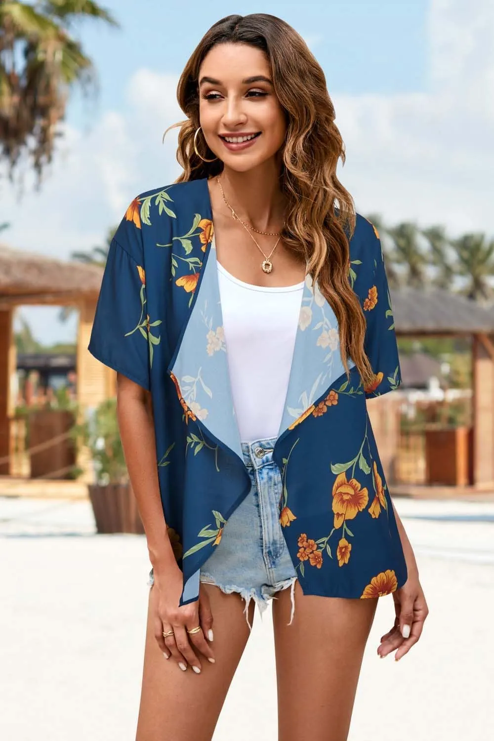 STYLEWORD Womens Lightweight Summer Cardigan Casual Short Sleeve Kimono Boho Draped Beach Cover Ups
