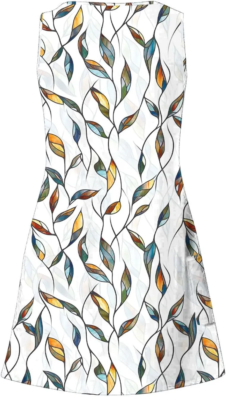 Summer Dresses for Women 2025 Casual Sleeveless Sundresses Floral V Neck Beach Dress Loose Shirt Dress with Pockets