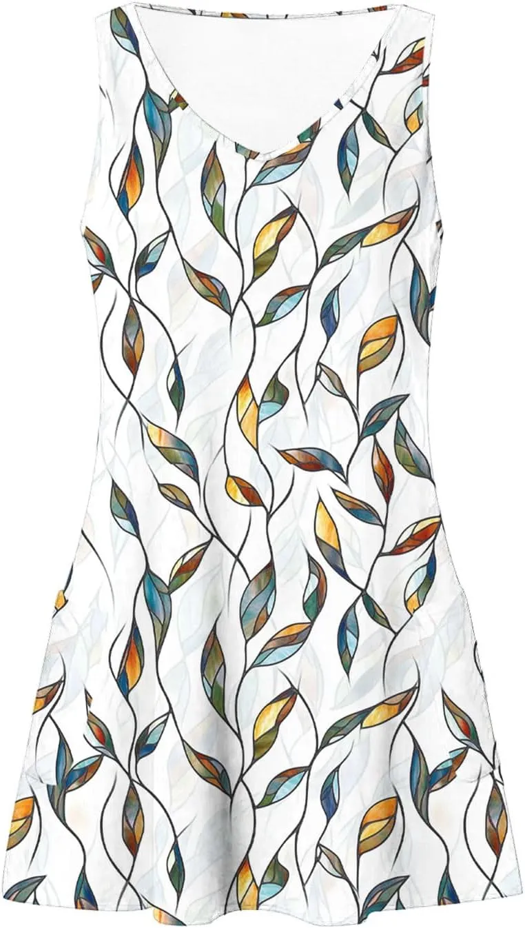 Summer Dresses for Women 2025 Casual Sleeveless Sundresses Floral V Neck Beach Dress Loose Shirt Dress with Pockets