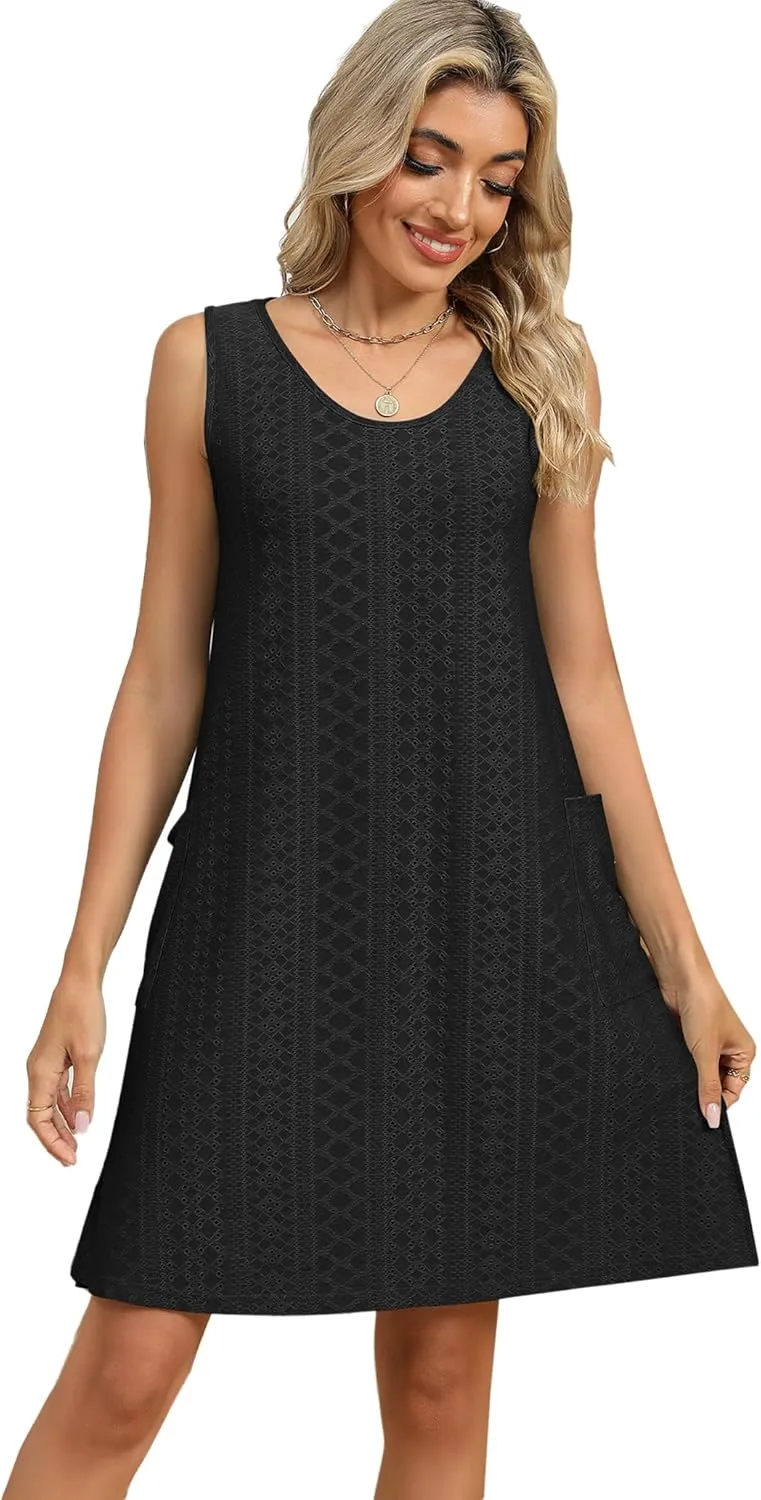 Summer Dresses for Women 2025 Casual Tank Dress with Pockets Swim Coverup Sundress
