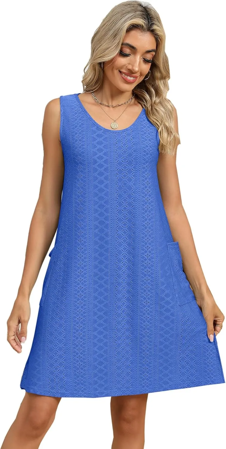 Summer Dresses for Women 2025 Casual Tank Dress with Pockets Swim Coverup Sundress