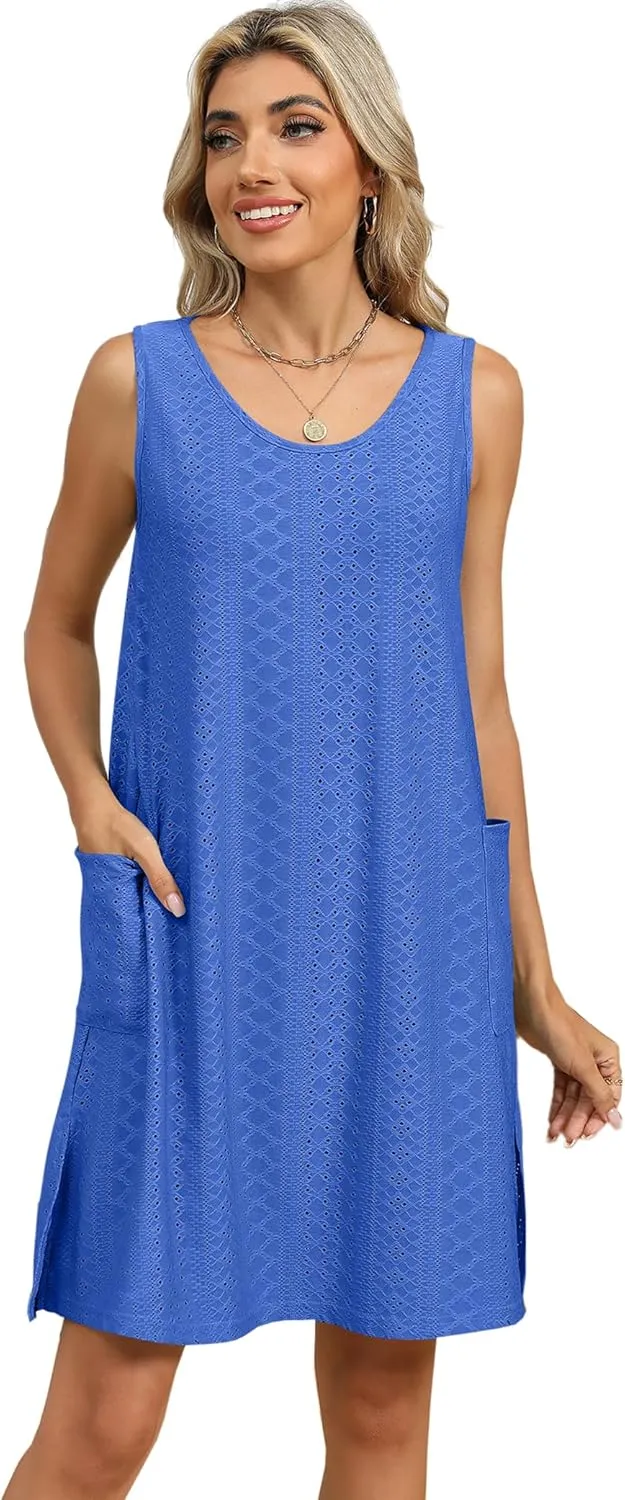 Summer Dresses for Women 2025 Casual Tank Dress with Pockets Swim Coverup Sundress