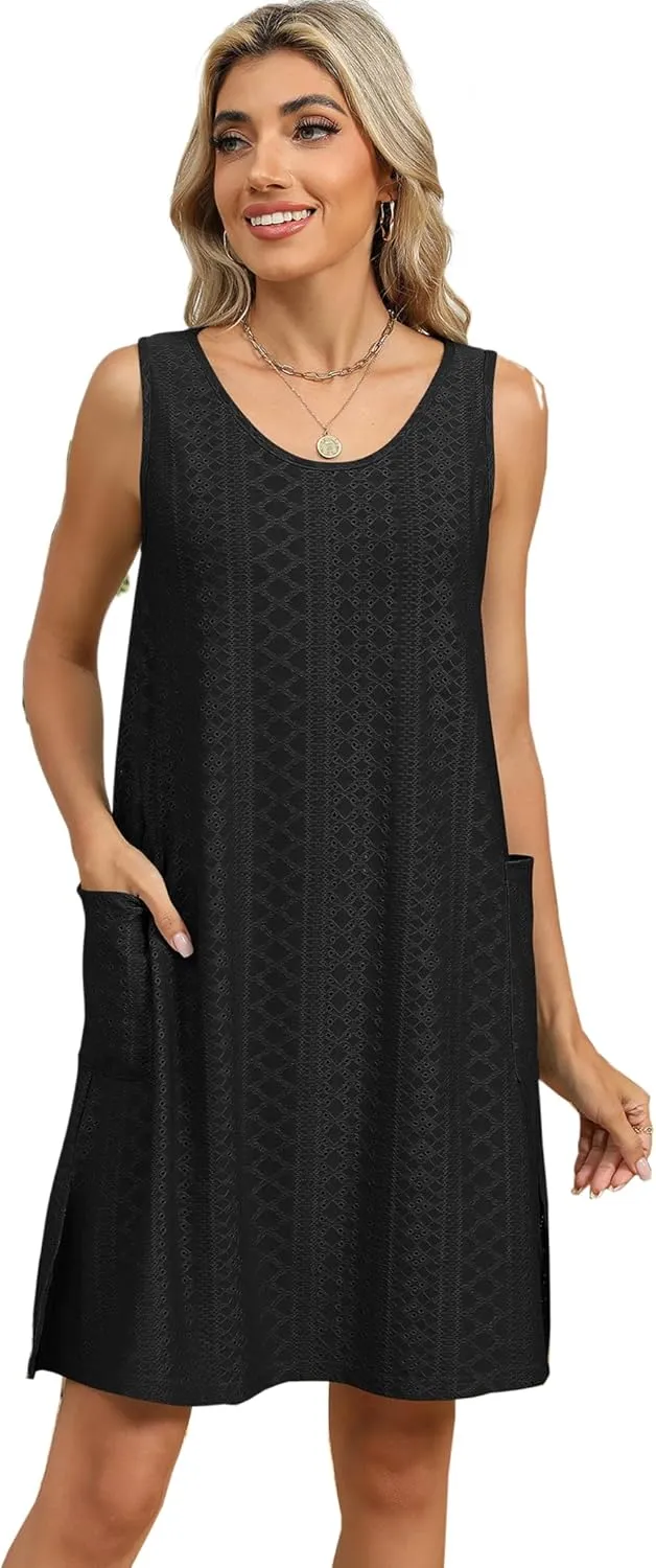 Summer Dresses for Women 2025 Casual Tank Dress with Pockets Swim Coverup Sundress