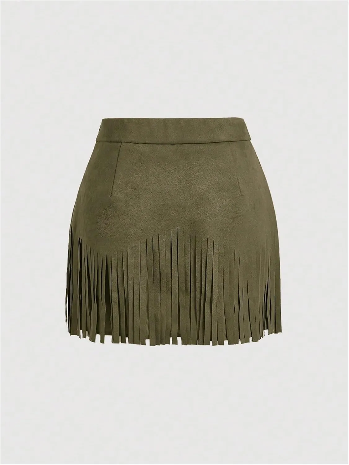 SweatyRocks Women's Faux Suede Fringe Skirt High Waisted Tassel Mini Cowgirl Skirts