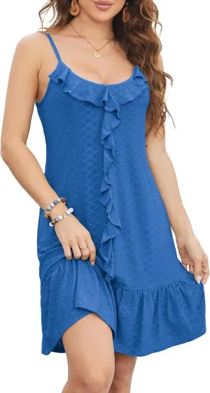 Swimsuit Coverup for Women Summer Dress Spaghetti Strap Dresses Eyelet Sundresses Causal Beach Vacation Clothes