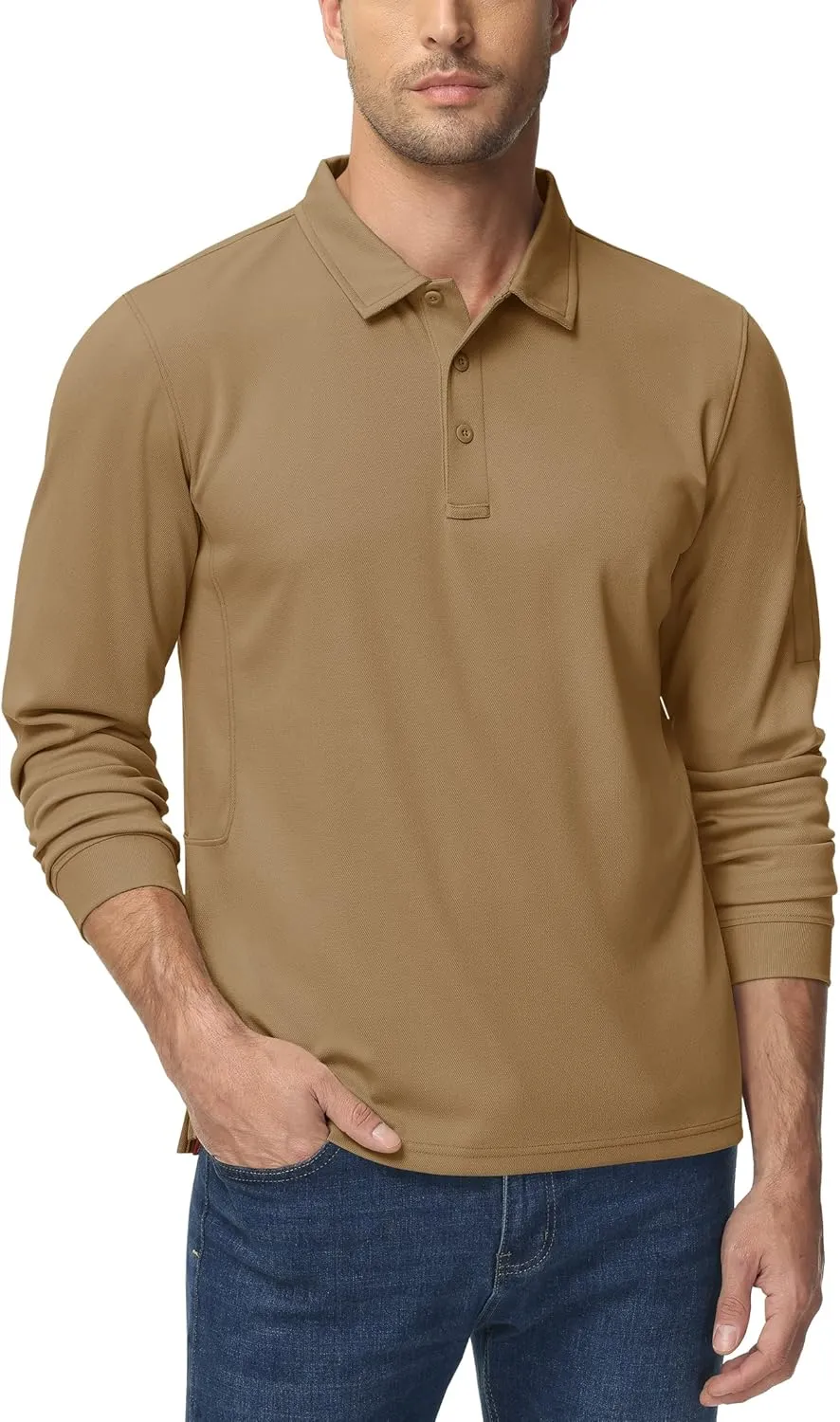 TACVASEN Men's Polo Shirts Long Sleeve Quick Dry Shirt Performance Tactical Shirts Golf Shirt Casual Outdoor Work Shirt