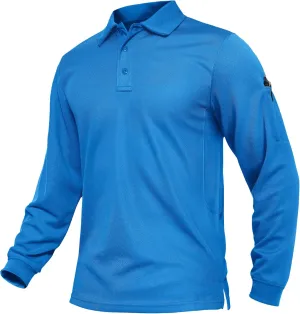 TACVASEN Men's Polo Shirts Long Sleeve Quick Dry Shirt Performance Tactical Shirts Golf Shirt Casual Outdoor Work Shirt