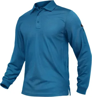 TACVASEN Men's Polo Shirts Long Sleeve Quick Dry Shirt Performance Tactical Shirts Golf Shirt Casual Outdoor Work Shirt