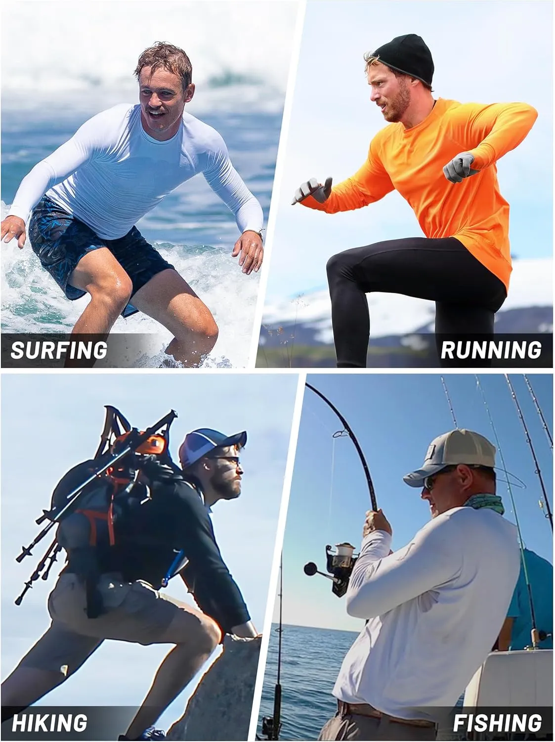 TACVASEN Men's Sun Shirt UPF 50  Long Sleeve UV Protection Lightweight Rash Guard Swim Shirt Quick Dry Fishing T-Shirt