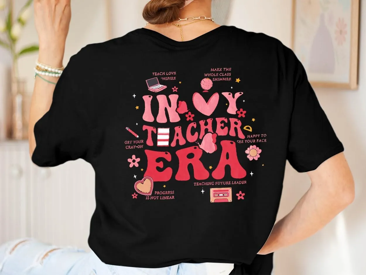 Teacher Shirt Women Teachers T-Shirt: in My Teacher Era Shirt Oversize Preschool Kindergarten Teaching Life Tees Tops