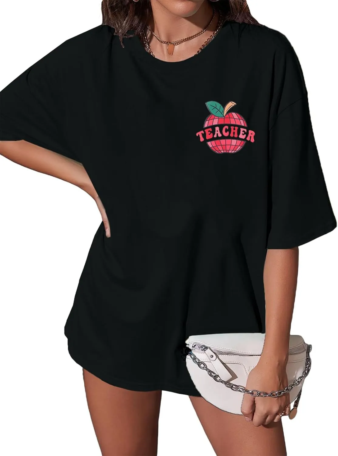 Teacher Shirt Women Teachers T-Shirt: in My Teacher Era Shirt Oversize Preschool Kindergarten Teaching Life Tees Tops