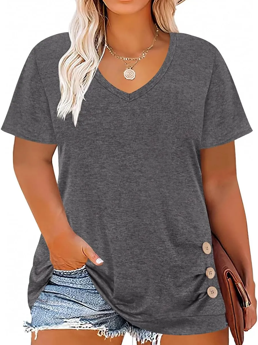 TIYOMI Plus Size T Shirt for Women Short Sleeve Basic Casual Classic Tops Summer Blouse XL-5XL 14-28