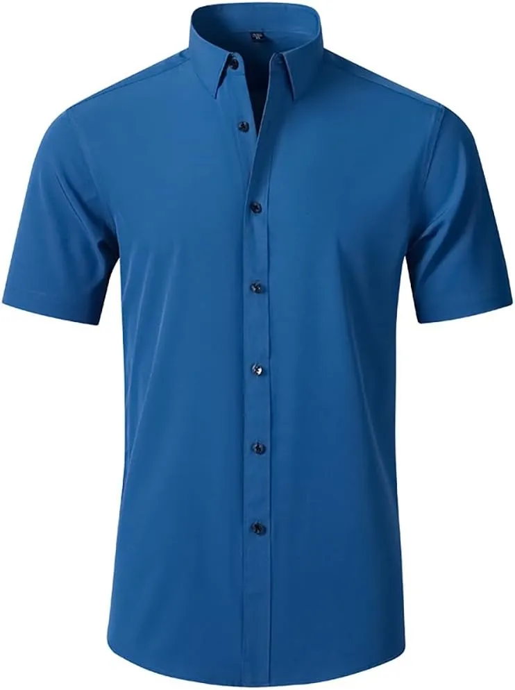 TopTie Men's Short Sleeve Shirt, Wrinkle-Resistant Business Formal Dress Shirt