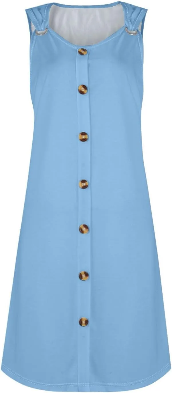 TWGONE Summer Dresses for Women 2025 Vacation Beach Swimsuit Coverups Sleeveless Button Down Spring Boho Midi Sun Dress