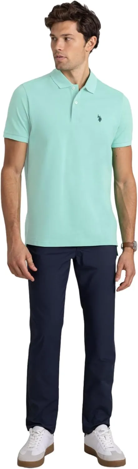 U.S. Polo Assn. Men's Classic Polo Shirt, Two-Button Closure Pique Polo Shirt, Summer Fashion Golf Shirt